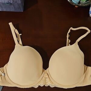 Chic Lace-Accented Bra in Beige